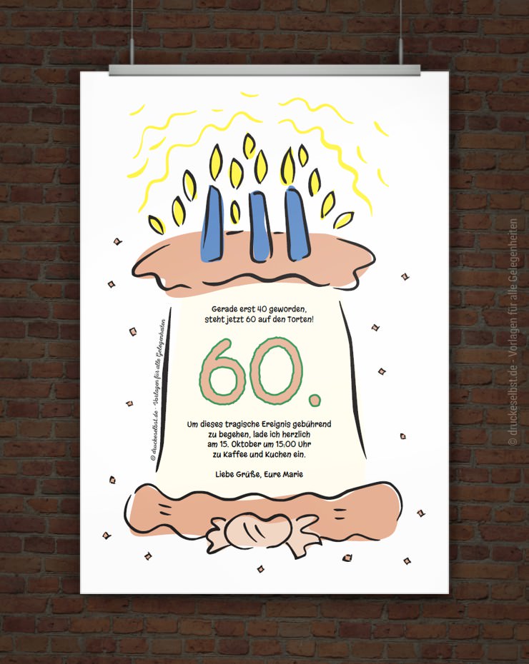 Drucke selbst! Kostenlose Einladung zum 60. Geburtstag