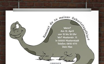 © Druckeselbst! Einladungskarte Dino