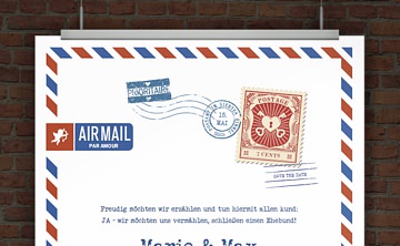 Hochzeitseinladung Airmail