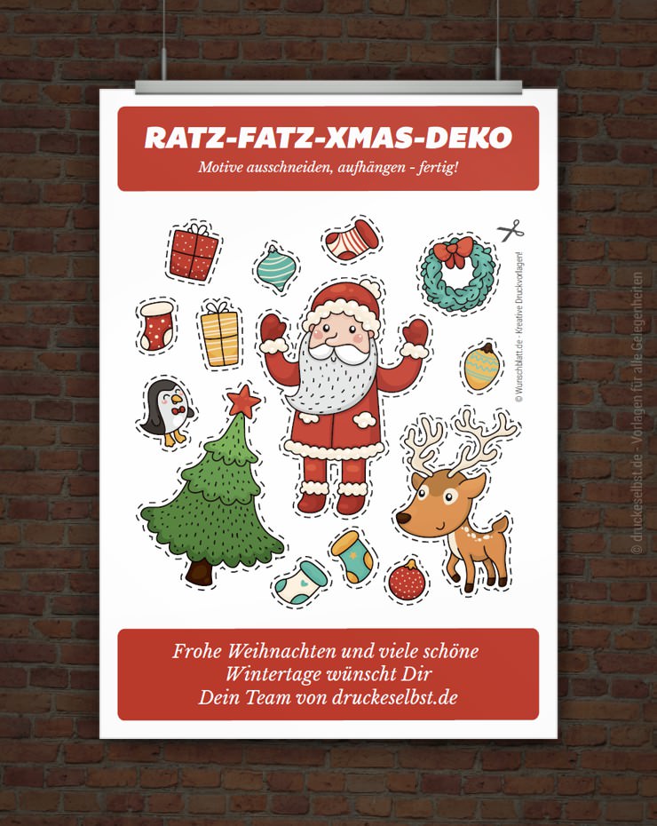 Drucke selbst! Originelle Weihnachtskarte kostenlos gestalten und