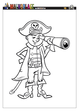 Gratis Malvorlage kleinner Pirat