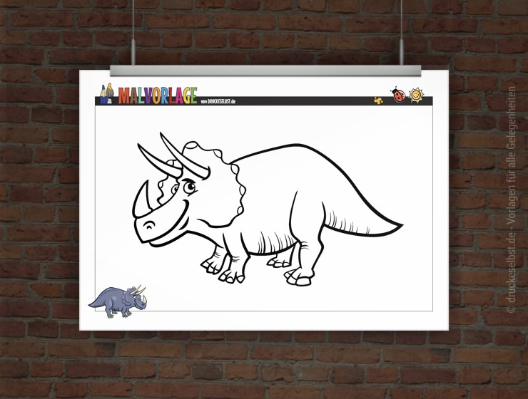 © Druckeselbst! Dino-Ausmalvorlage Triceratops