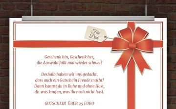 © Druckeselbst! Geschenkgutschein mit Schleife