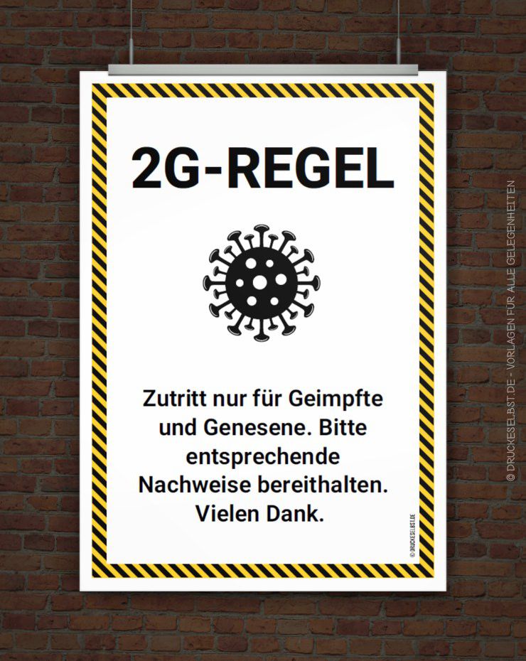 © Druckeselbst! Hinweisschild 2G-Regel