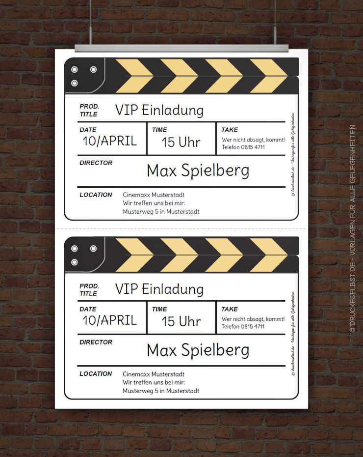 Kinoeinladung Filmklappe Einladung