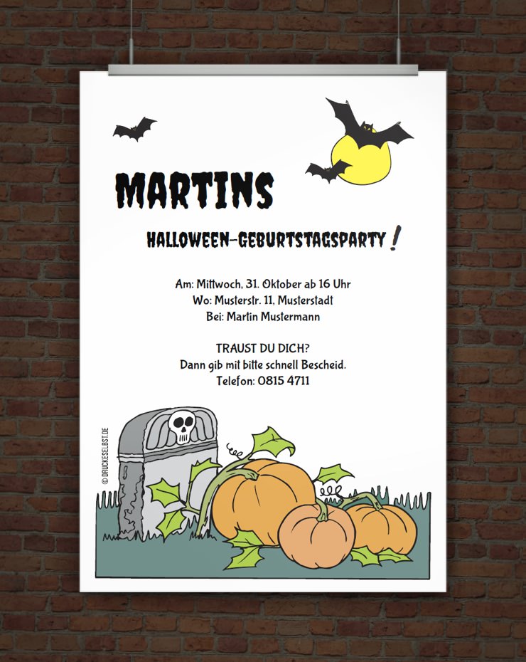 © Druckeselbst! Kostenlose Einladung zur Halloweenparty