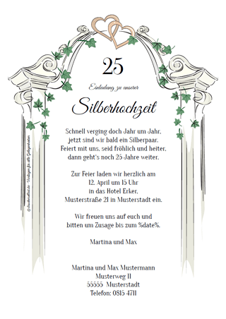 Silberhochzeitskarten gestalten