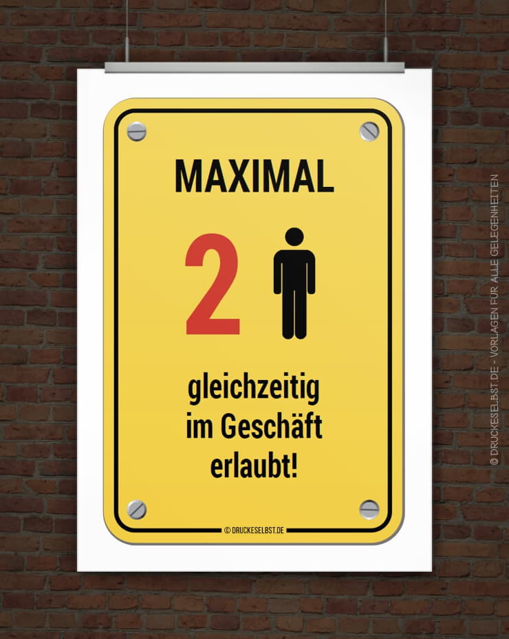 Drucke Selbst Kostenloses Hinweischild Maximale Personenanzahl Zum 