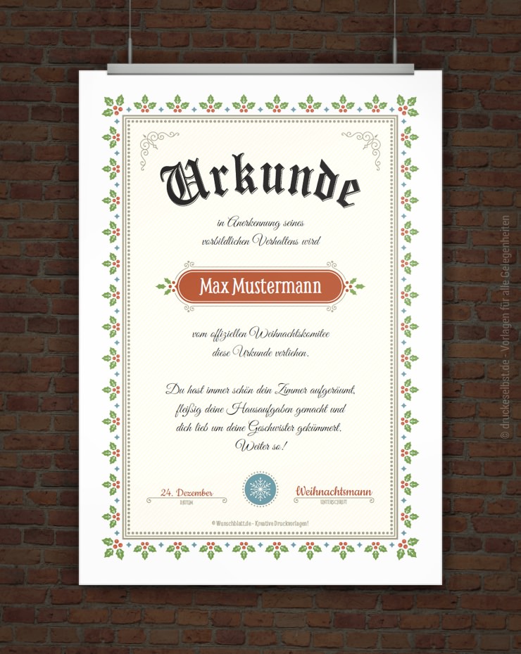 Drucke Selbst Kostenlose Weihnachtsurkunde Zum Ausdrucken Drucke Selbst Kostenlose Weihnachtsurkunde Zum Ausdrucken
