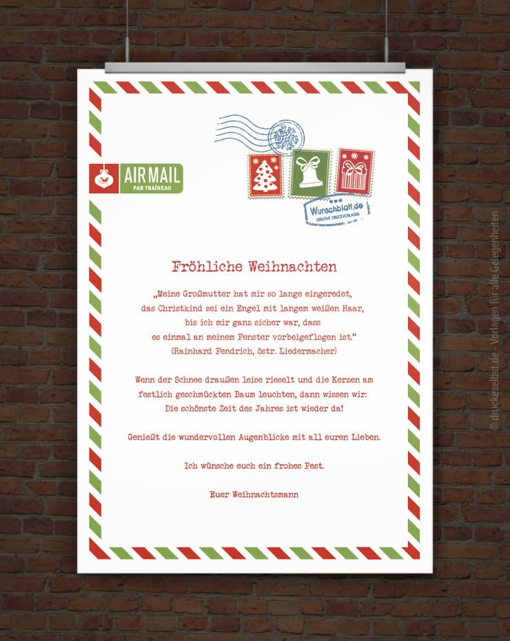© Druckeselbst! Kostenlose Weihnachtsbrief Airmail