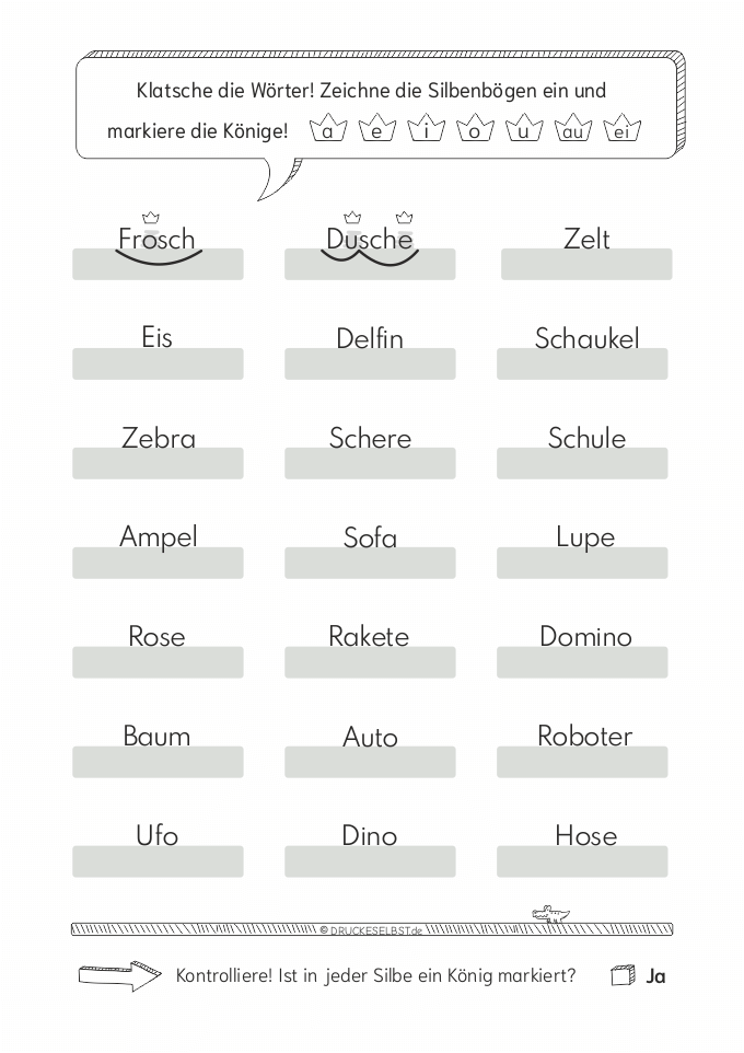 Arbeitsblatt Silbenbögen