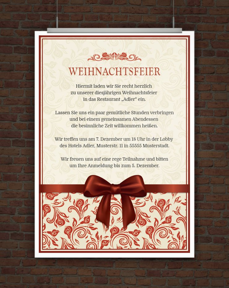 Drucke selbst! Vorlage Einladung Weihnachtsfeier